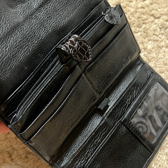 Brighton Black Croc and Pebbled Leather Crossbody Organizer Shoulder Handbag - Picture 12 of 16